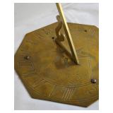 Octagonal Brass Sundial With Engravings
