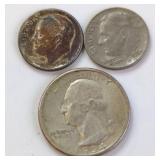 Three US Coins From 1944, 1952, and 1974