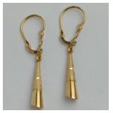 18K Gold Drop Earrings with Gemstone Accent