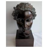 Bronze Finish Female Head Sculpture