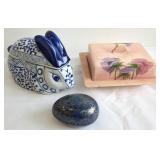 Decorative Ceramic Boxes and Enamel Egg Set