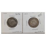 Two Australian Shilling Coins (1943, 1952)