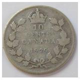 1929 Canada 10 Cents Silver Coin