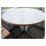 Round White Table With Metal Base