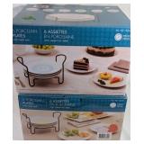 6 Porcelain Plates with Metal Rack