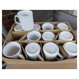 12 White Ceramic Coffee Mugs