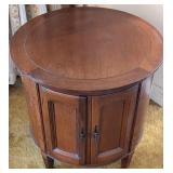 Round Wooden Side Table with Storage