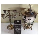 SP Coffee Urn, Candelabra, and Gloves