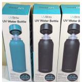 Three UVBrite UV Water Bottles