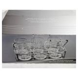 Six 14 oz Glasses with Chrome Basket