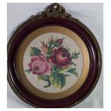 Framed Floral Needlepoint Wall Art