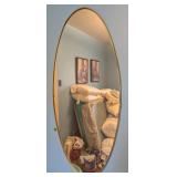 Oval Wall Mirror With Brass Frame