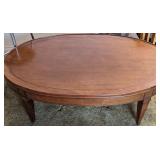 Oval Wooden Coffee Table with Carved Details