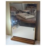 MCM Wood and Brass Vanity Mirror