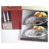 Crystal Oval Platters and Candlesticks Set