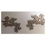 Metallic Wall Art with Flower and Branch Design