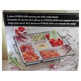 5-Piece Porcelain Serving Set With Metal Stand