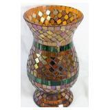 Mosaic-Patterned Glass Vase with Multicolor Tiles