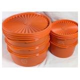 6 Orange Tupperware Canisters