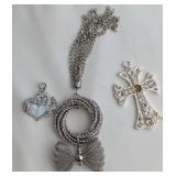 A Trio of Silver-Tone Costume Jewellery Pendants