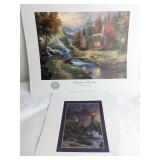 Two Thomas Kinkade Art Prints, Mountain Paradise a