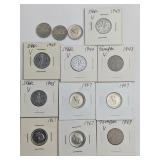 An Assortment of Canadian Five-Cent Coins, 1943-19