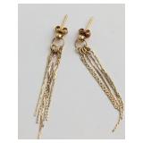 A Pair of Tri-Tone 14KT Gold Tassel Drop Earrings