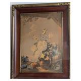 A Still Life Print of Flowers and Fruit in the Dut