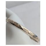 Sterling Silver Bangle Bracelet with Engraved Trop