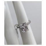 Sterling Silver and Radiant-Cut Clear Stone Engage