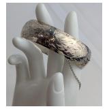 Sterling Silver Engraved Hinged Bangle Bracelet