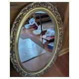 Rococo Revival Style Gilt Composite Oval Wall Mirr