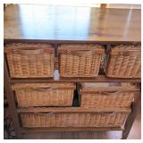Wood & Wicker Six Basket Storage Chest