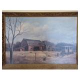 Americana Landscape Textured Print Signed P. Baile