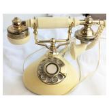 Ivory/Gold-Tone French Cradle Rotary Telephone