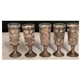 Belgian 925 silver liqueur glasses by R. De Fleute
