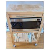 Butcher Block Kitchen Cart w Microwave Oven
