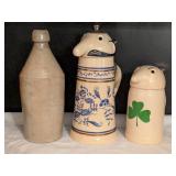 Lidded Beer Steins & Stoneware Bottle