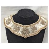 20th Century Beaded Ivory Satin Collar