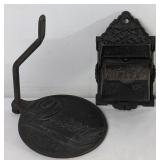 Cast Iron Queen Carriage Step & Ornate Match Holde