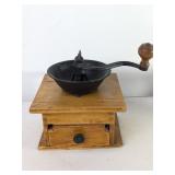 Antique Wood & Cast Iron Manual Coffee Grinder