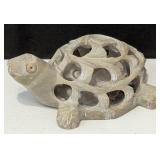 Carved Soapstone Jali Work Turtle