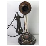 Reprod. Chrome & Metal Candlestick Rotary Telephon