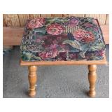 Footstool with Floral Tapestry