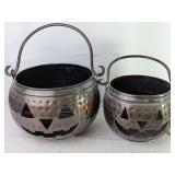 Hammered Metal Jack-O-Lantern Baskets