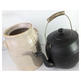 Stoneware Storage Crock & Teapot