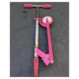 A pink two-wheel folding kick scooter