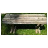Weathered Rustic Slatted Wood Garden Bench