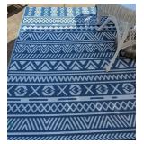 Blue and White Reversible Outdoor Rug