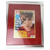 A Framed and Signed Justin Bieber Magazine